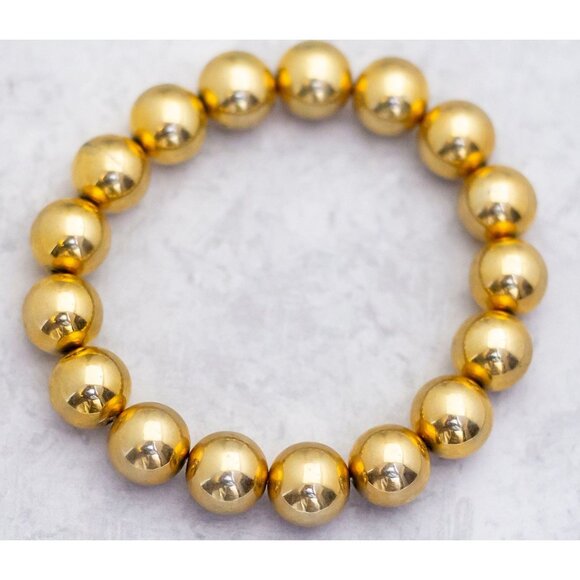 6 inch, Vintage Gold Tone Sphere Ball Victorian Ladies Beaded Bracelet - C9 - Picture 2 of 3